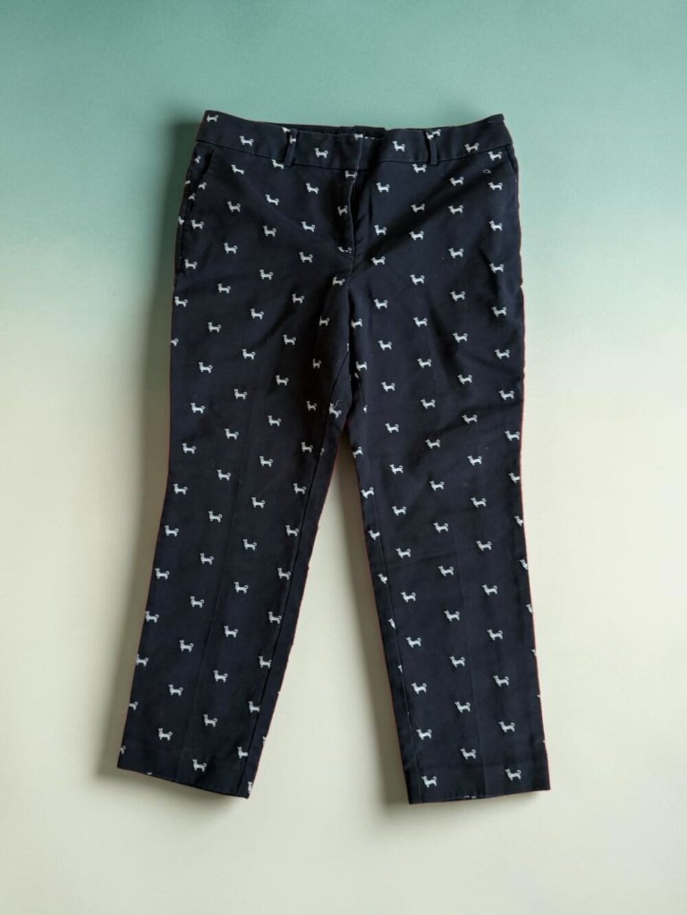 LOFT Black Dachshund Print Ankle Pants Size 14